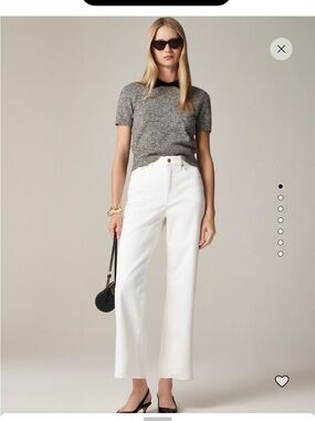 J. Crew White Slim-Wide Straight Ankle Jeans with Frayed Hem Size 27